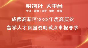 成都高新區(qū)2023年度高層次留學人才回國資助試點申報要求獎補政策