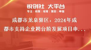 成都市龍泉驛區(qū)：2024年成都市支持企業(yè)跨臺階發(fā)展項目申報流程及資料要求獎補政策