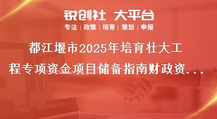 都江堰市2025年培育壯大工程專項資金項目儲備指南財政資金使用方式及補貼標準獎補政策