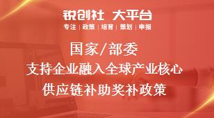 國家/部委支持企業(yè)融入全球產(chǎn)業(yè)核心供應鏈補助獎補政策