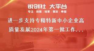 進一步支持專精特新中小企業(yè)高質(zhì)量發(fā)展2024年第一批工作要求獎補政策