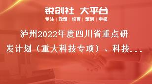 瀘州2022年度四川省重點研發(fā)計劃（重大科技專項）、科技創(chuàng)新基地（平臺）和 人才計劃項目的申報流程獎補政策