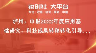 瀘州：申報2022年度應用基礎研究、科技成果轉(zhuǎn)移轉(zhuǎn)化引導計劃項目的申報須知獎補政策