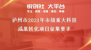 瀘州市2021年市級(jí)重大科技成果轉(zhuǎn)化項(xiàng)目征集要求獎(jiǎng)補(bǔ)政策