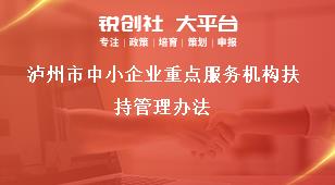 瀘州市中小企業(yè)重點服務(wù)機構(gòu)扶持管理辦法獎補政策