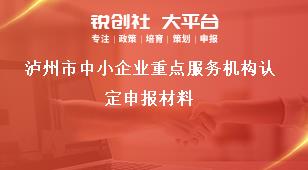 瀘州市中小企業(yè)重點服務機構認定申報材料獎補政策