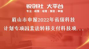 眉山市申報2022年省級科技計劃專項因素法轉(zhuǎn)移支付科技項目申報要求獎補政策