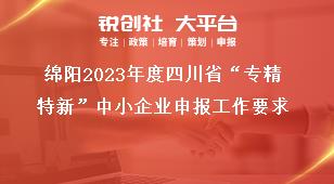 綿陽2023年度四川省“專精特新”中小企業(yè)申報工作要求獎補政策