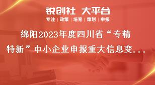 綿陽2023年度四川省“專精特新”中小企業(yè)申報(bào)重大信息變更獎(jiǎng)補(bǔ)政策