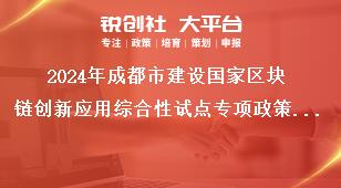 2024年成都市建設(shè)國(guó)家區(qū)塊鏈創(chuàng)新應(yīng)用綜合性試點(diǎn)專(zhuān)項(xiàng)政策項(xiàng)目（第一批）申報(bào)工作工作要求獎(jiǎng)補(bǔ)政策