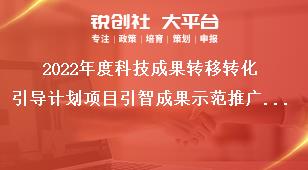 2022年度科技成果轉(zhuǎn)移轉(zhuǎn)化引導(dǎo)計劃項目引智成果示范推廣目標、支持標準和申報條件獎補政策