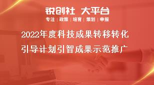 2022年度科技成果轉(zhuǎn)移轉(zhuǎn)化引導計劃引智成果示范推廣獎補政策