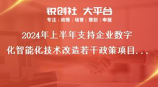 2024年上半年支持企業(yè)數(shù)字化智能化技術(shù)改造若干政策項(xiàng)目申報(bào)工作申報(bào)流程獎(jiǎng)補(bǔ)政策