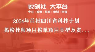 2024年首批四川省科技計劃揭榜掛帥項目榜單項目類型及資金支持方式獎補政策