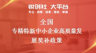 全國專精特新中小企業(yè)高質(zhì)量發(fā)展相關(guān)配套獎補政策