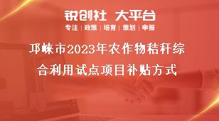 邛崍市2023年農(nóng)作物秸稈綜合利用試點(diǎn)項(xiàng)目補(bǔ)貼方式獎(jiǎng)補(bǔ)政策