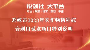 邛崍市2023年農(nóng)作物秸稈綜合利用試點(diǎn)項(xiàng)目特別說(shuō)明獎(jiǎng)補(bǔ)政策