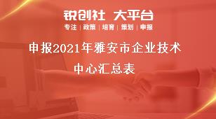 申報2021年雅安市企業(yè)技術(shù)中心匯總表獎補政策