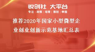 推薦2020年國家小型微型企業(yè)創(chuàng)業(yè)創(chuàng)新示范基地匯總表獎補政策