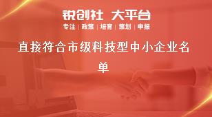 直接符合市級科技型中小企業(yè)名單獎補政策